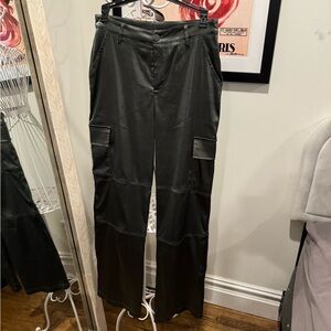 Olive green satin-like cargo pants size M